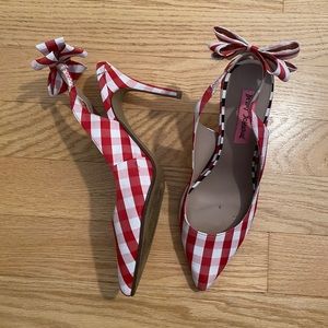 Betsey Johnson Red Gingham Heels